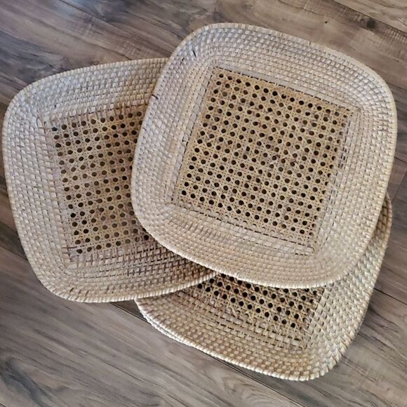 Bamboo and Rattan Square Woven Chargers - Picture 3 of 4